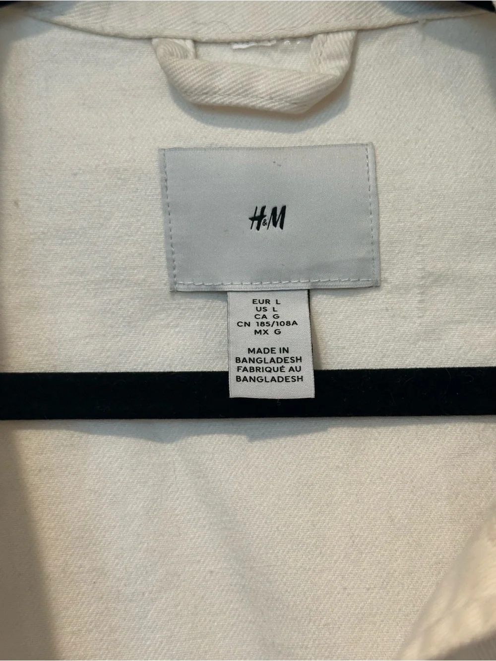 H&M Men’s Cotton Chore Jacket Utility Overshirt White Large